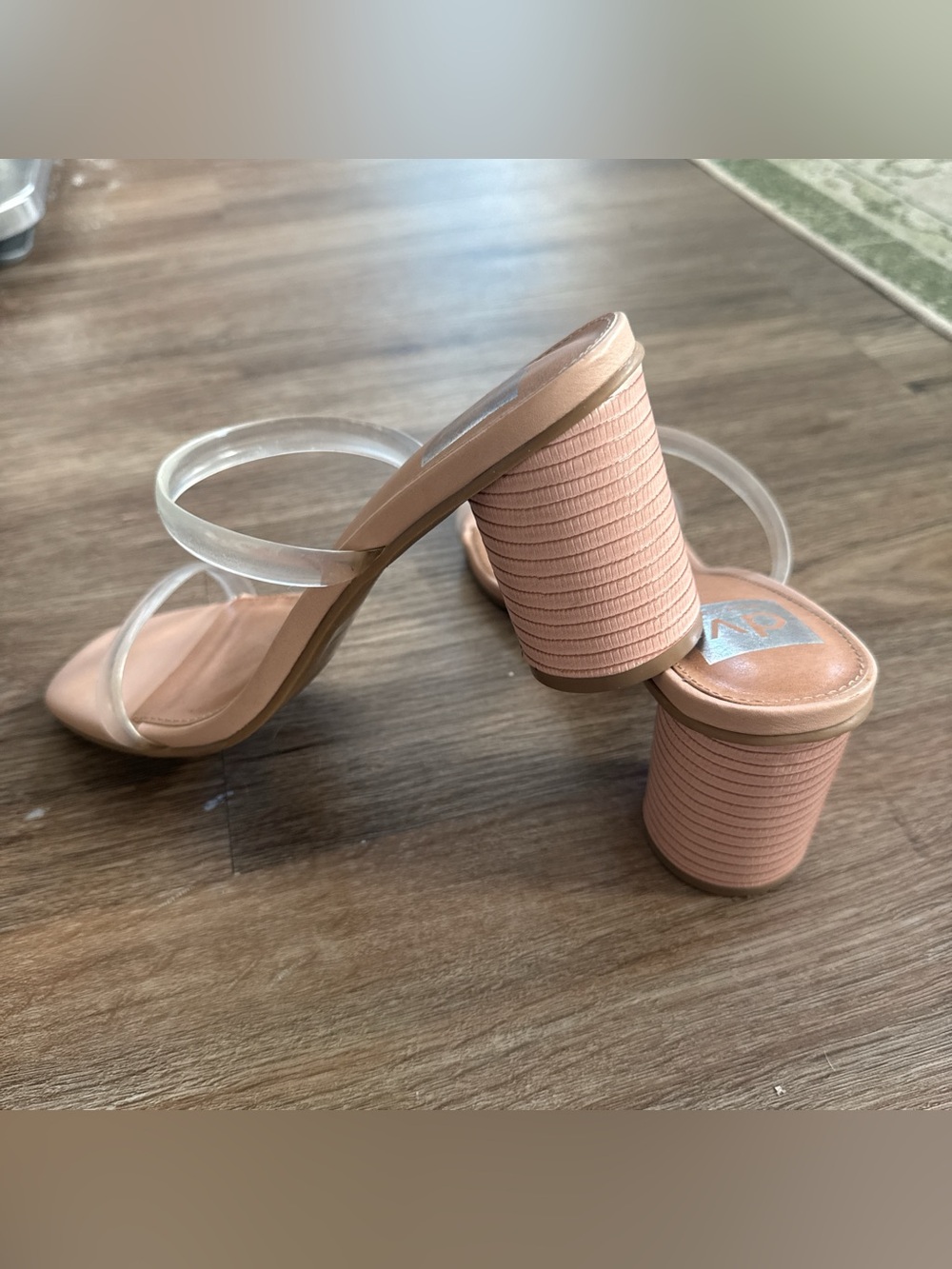 Dolce Vita Beige Nude Block Heel Mule with Clear Straps - Picture 5 of 6